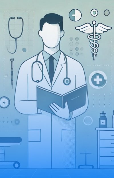 доктор в белом халате, инфографика инфографика с доктором в медицинском кабинете